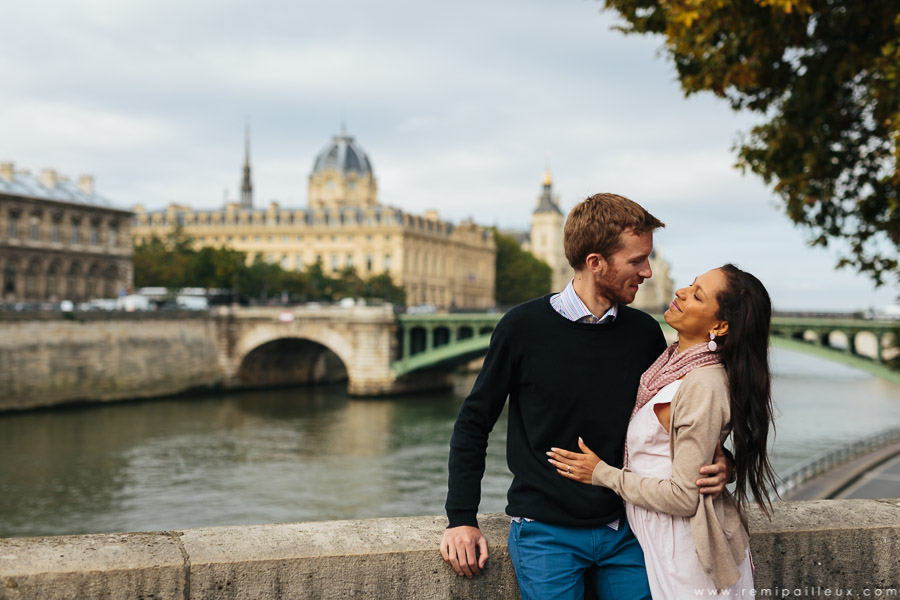 photographe, couple, pont, paris
