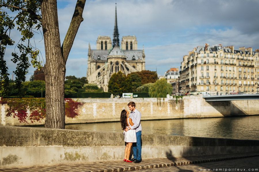 photographe, couple, notre-dame, paris